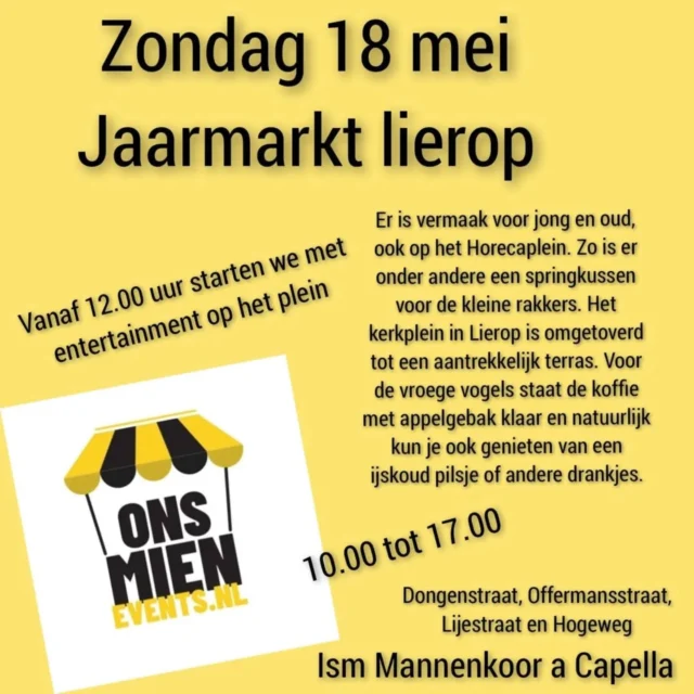 Wie zien wij morgen op de #jaarmarkt in Lierop?
Wij staan op de van Dongenstraat.

Tot morgen? #puntzakfriet #versefriet #foodtrucks